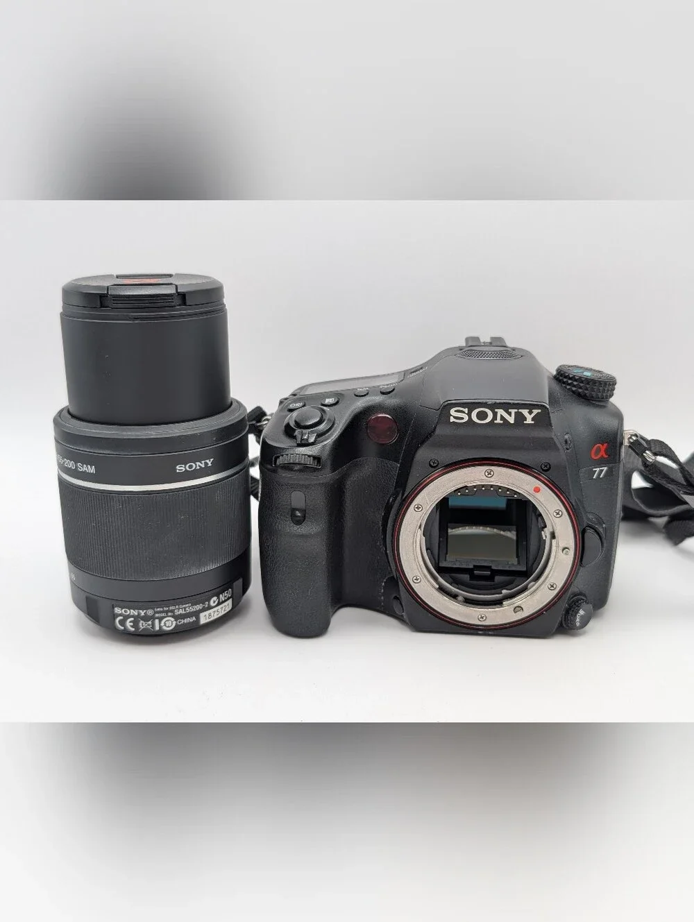 Sony Camera Alpha A77 SLT-A77V 24.3MP + DT 4-5.6/55-200 SAM Lens + 3 Batteries